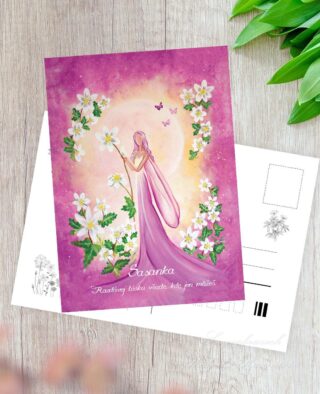 Jarní pohlednice - Sasanka s osobním vzkazem