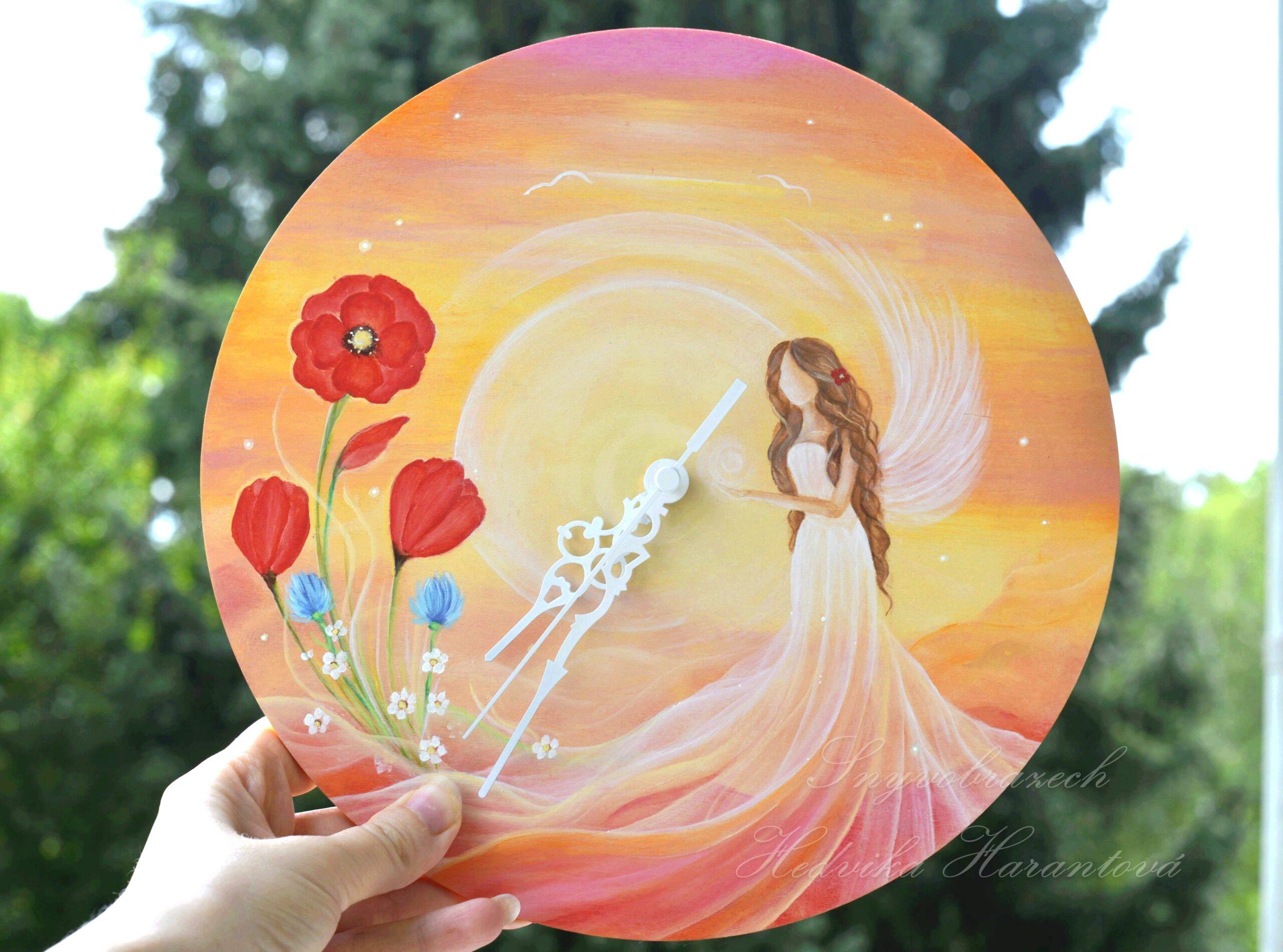 Maková panenka - dřevěné hodiny - Obrázek 2