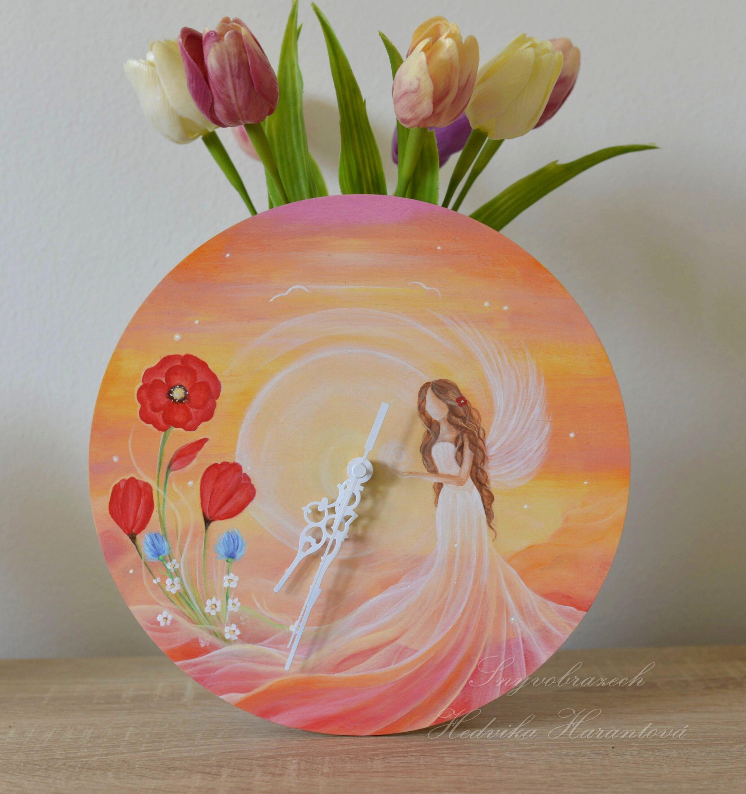 Maková panenka - dřevěné hodiny - Obrázek 3