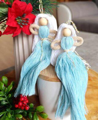 Macramé vílenka - Vánoční vílenka tyrkysová